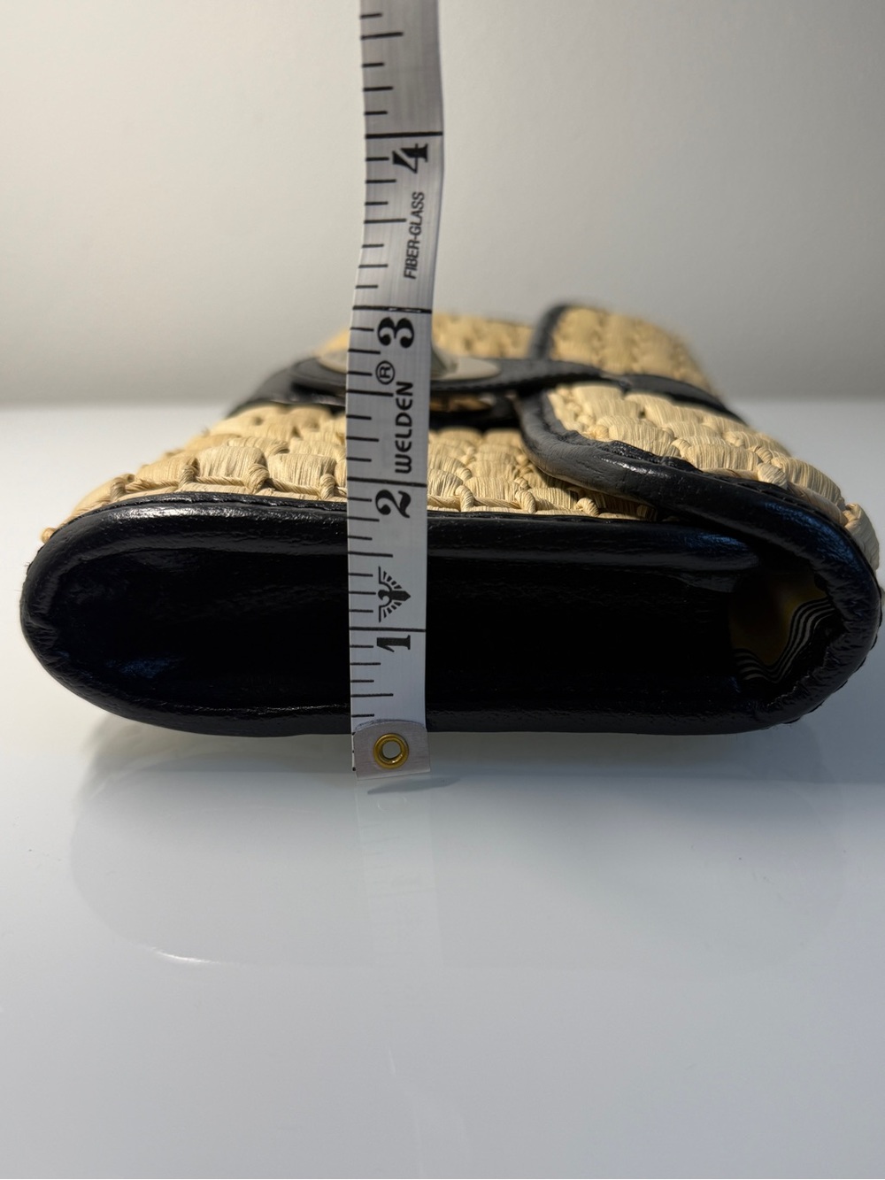 Kate Spade New York Straw & Leather Turn-Lock Clutch Bag VTG Y2K in EUC - Picture 7 of 10